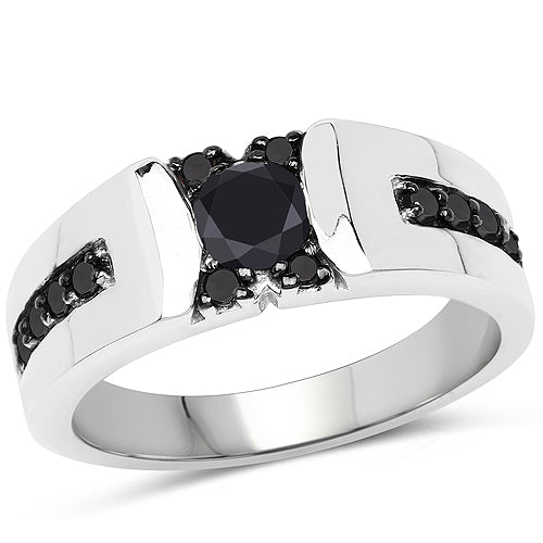 0.83 Carat Genuine Black Diamond .925 Sterling Silver Ring on sale at MyriadMart
