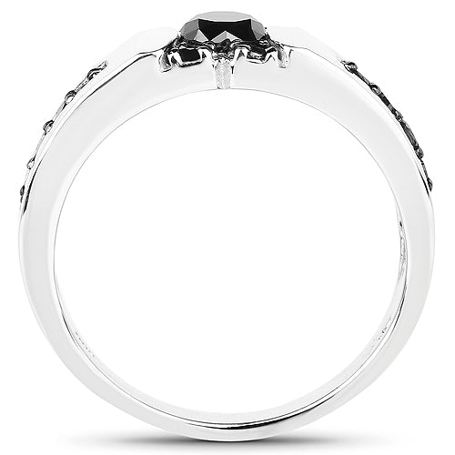 0.83 Carat Genuine Black Diamond .925 Sterling Silver Ring on sale at MyriadMart