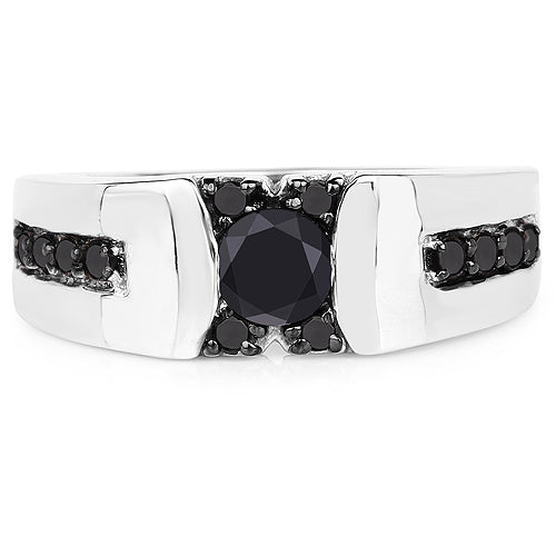 0.83 Carat Genuine Black Diamond .925 Sterling Silver Ring on sale at MyriadMart