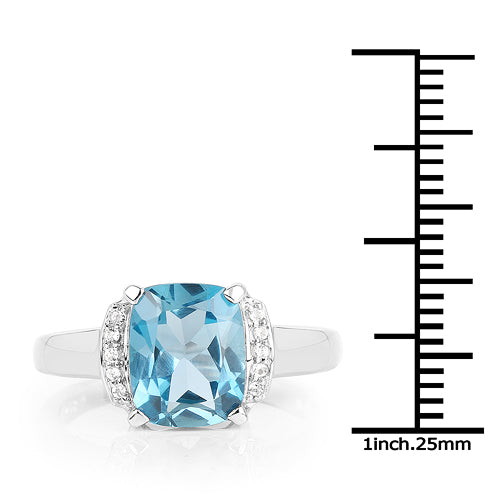 3.55 Carat Genuine London Blue Topaz & White Topaz .925 Sterling Silver Ring on sale at MyriadMart