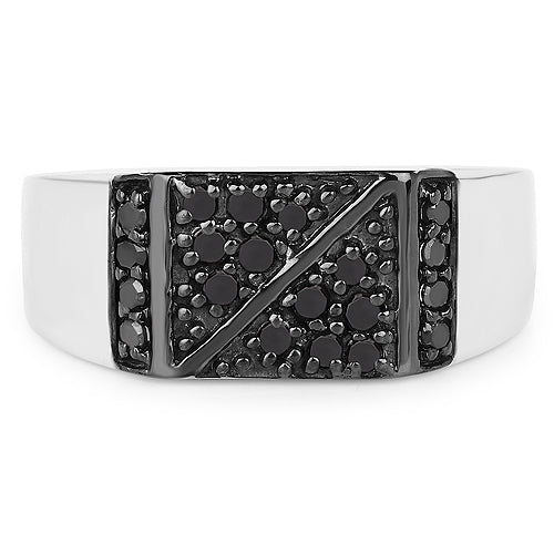0.35 Carat Genuine Black Diamond .925 Sterling Silver Ring on sale at MyriadMart