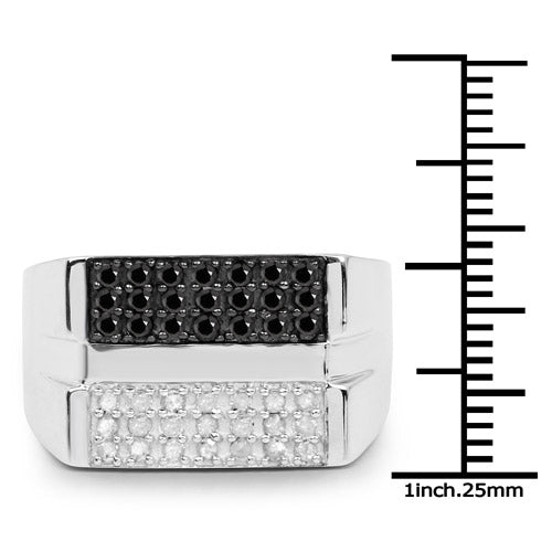 0.64 Carat Genuine Black Diamond and White Diamond .925 Sterling Silver Ring on sale at MyriadMart