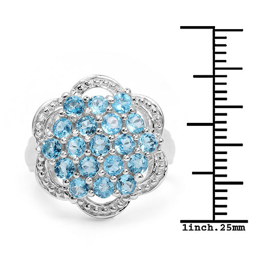 1.90 Carat Genuine Swiss Blue Topaz .925 Sterling Silver Ring on sale at MyriadMart
