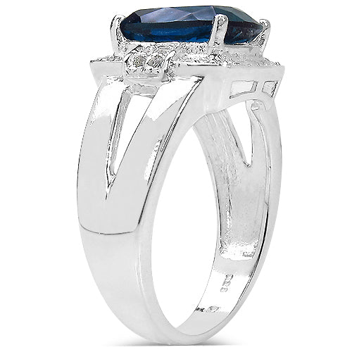 3.64 Carat Genuine London Blue Topaz and White Topaz .925 Sterling Silver Ring on sale at MyriadMart