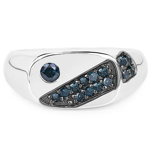 0.31 Carat Genuine Blue Diamond .925 Sterling Silver Ring on sale at MyriadMart