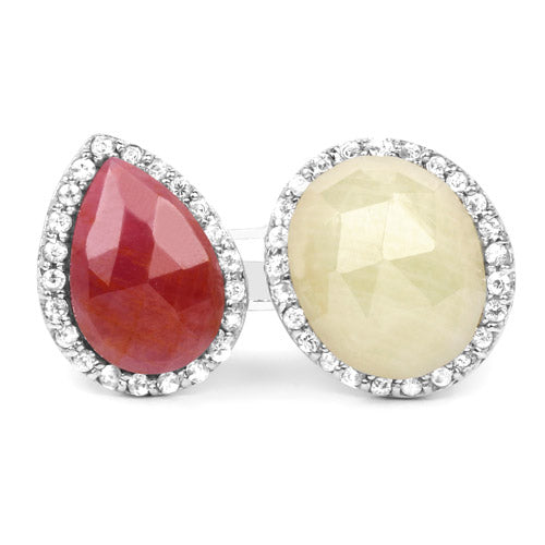 8.86 Carat Genuine Pink Sapphire and Sapphire White .925 Sterling Silver Ring on sale at MyriadMart
