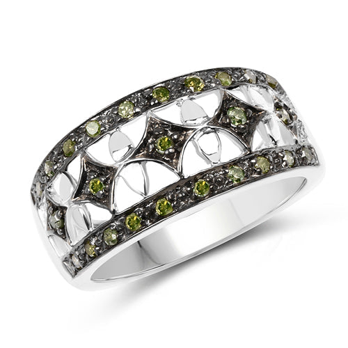 0.32 Carat Genuine Green Diamond .925 Sterling Silver Ring on sale at MyriadMart