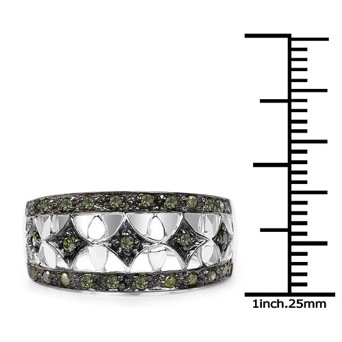 0.32 Carat Genuine Green Diamond .925 Sterling Silver Ring on sale at MyriadMart
