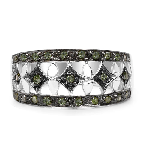 0.32 Carat Genuine Green Diamond .925 Sterling Silver Ring on sale at MyriadMart