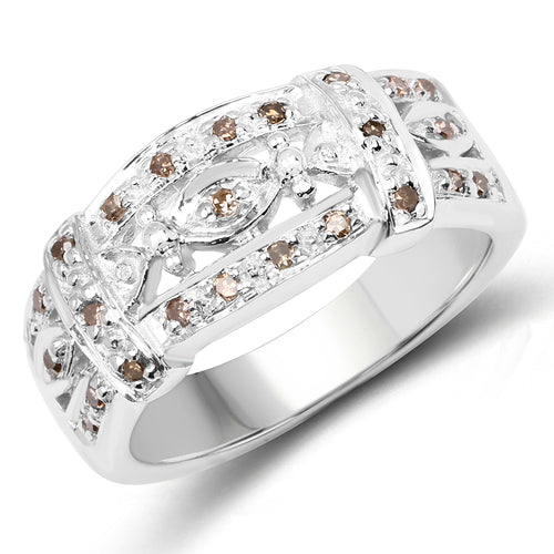 0.32 Carat Genuine Champagne Diamond .925 Sterling Silver Ring on sale at MyriadMart