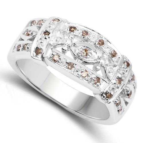 0.32 Carat Genuine Champagne Diamond .925 Sterling Silver Ring on sale at MyriadMart