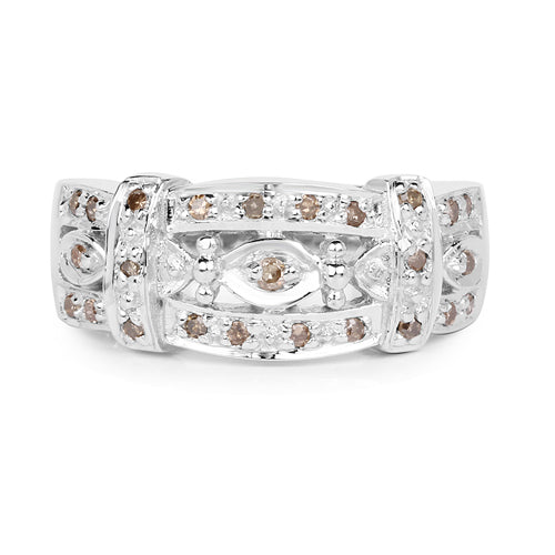 0.32 Carat Genuine Champagne Diamond .925 Sterling Silver Ring on sale at MyriadMart