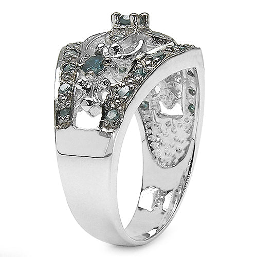 0.47 Carat Genuine Blue Diamond .925 Sterling Silver Ring on sale at MyriadMart