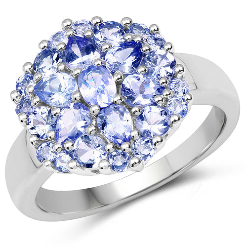 2.03 Carat Genuine Tanzanite .925 Sterling Silver Ring on sale at MyriadMart