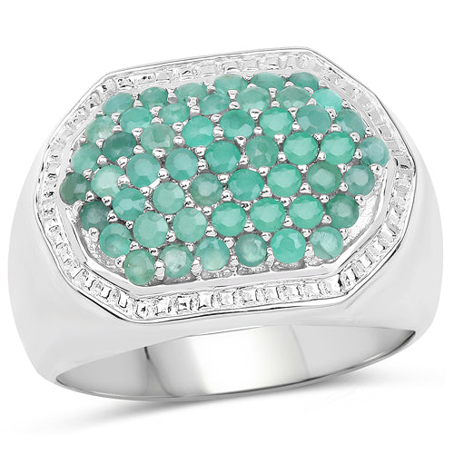 1.43 Carat Genuine Emerald .925 Sterling Silver Ring on sale at MyriadMart