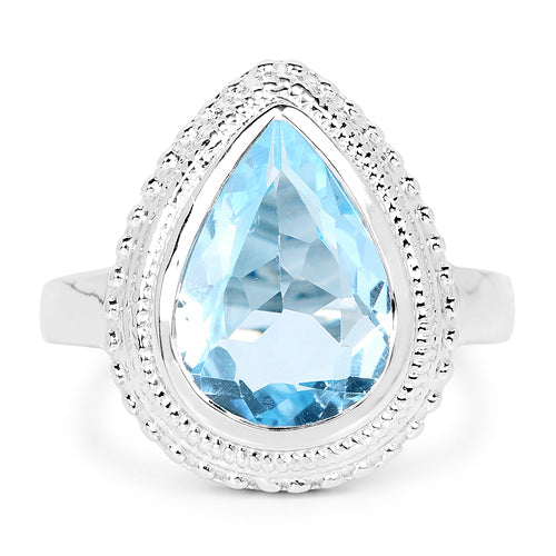 5.30 Carat Genuine Blue Topaz .925 Sterling Silver Ring on sale at MyriadMart
