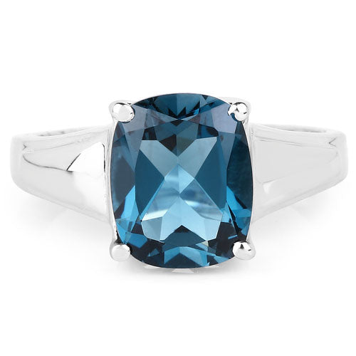 3.50 Carat Genuine London Blue Topaz .925 Sterling Silver Ring on sale at MyriadMart