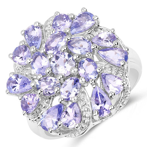 3.35 Carat Genuine Tanzanite .925 Sterling Silver Ring on sale at MyriadMart