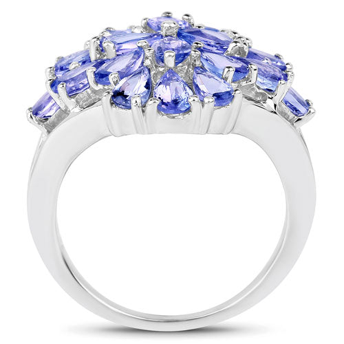 4.20 Carat Genuine Tanzanite .925 Sterling Silver Ring on sale at MyriadMart
