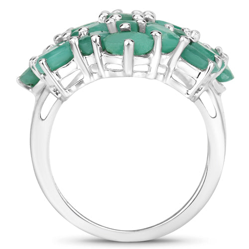 5.88 Carat Genuine Emerald .925 Sterling Silver Ring on sale at MyriadMart