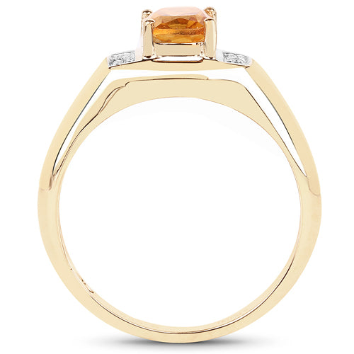 14K Yellow Gold Plated 1.36 Carat Genuine Citrine & White Topaz .925 Sterling Silver Ring on sale at MyriadMart