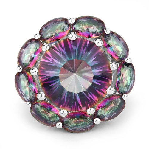 11.45 Carat Genuine Rainbow Quartz .925 Sterling Silver Ring on sale at MyriadMart