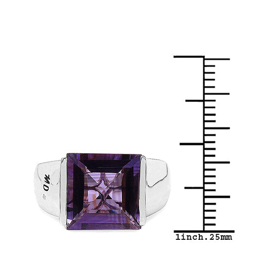 5.21 Carat Genuine Amethyst & White Diamond .925 Sterling Silver Ring on sale at MyriadMart
