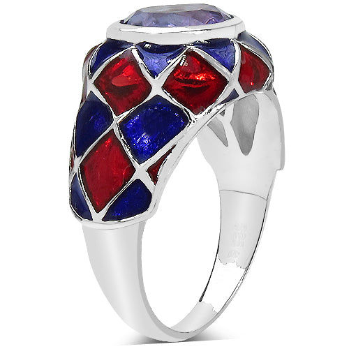 2.16 Carat Genuine Amethyst & White Diamond .925 Sterling Silver Ring on sale at MyriadMart