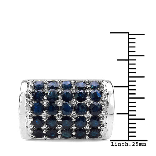 3.51 Carat Genuine Blue Sapphire & White Diamond .925 Sterling Silver Ring on sale at MyriadMart