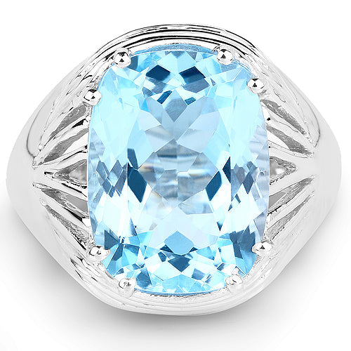 12.10 Carat Genuine Blue Topaz .925 Sterling Silver Ring on sale at MyriadMart