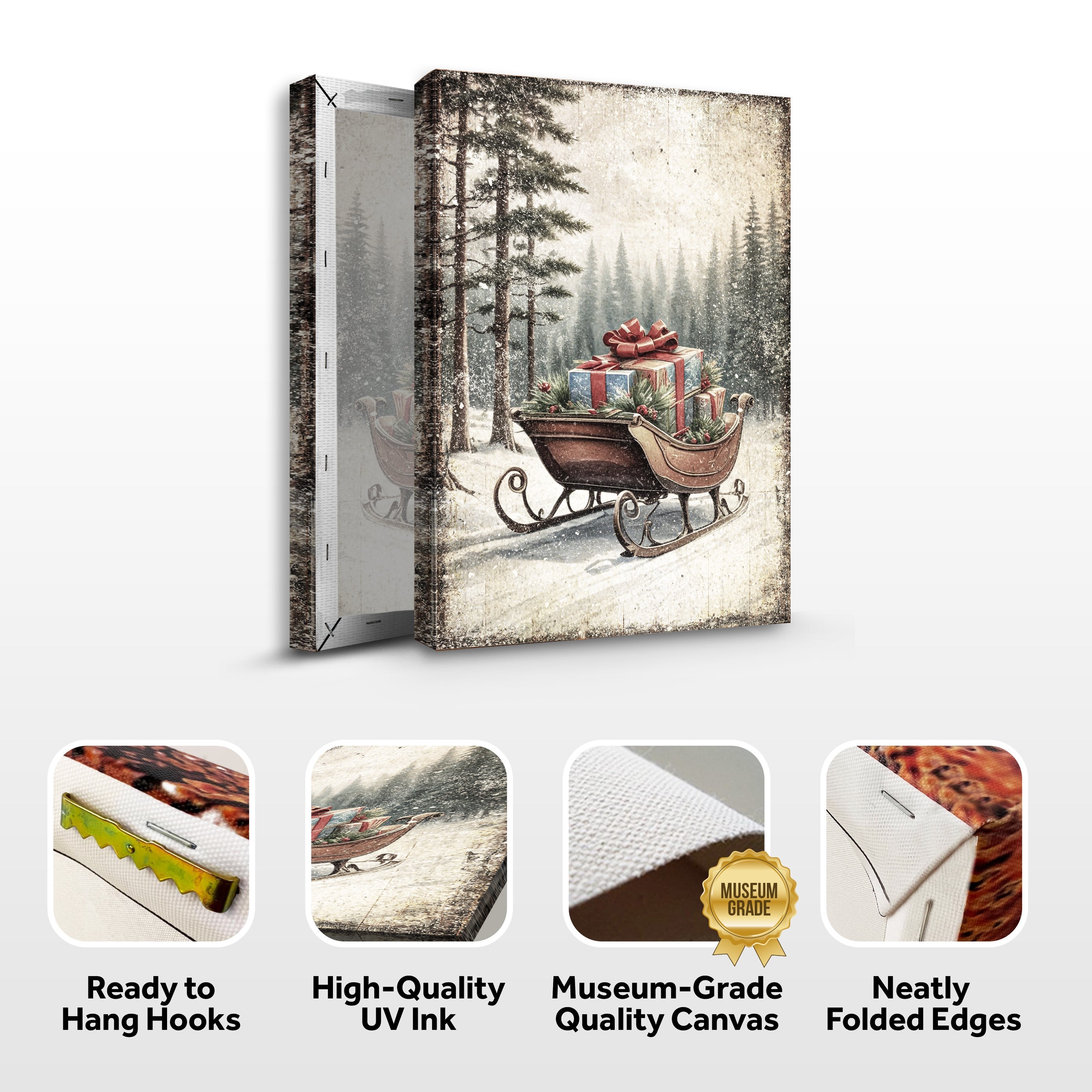 Vintage Christmas Sleigh Sled Wall Art III on sale at MyriadMart