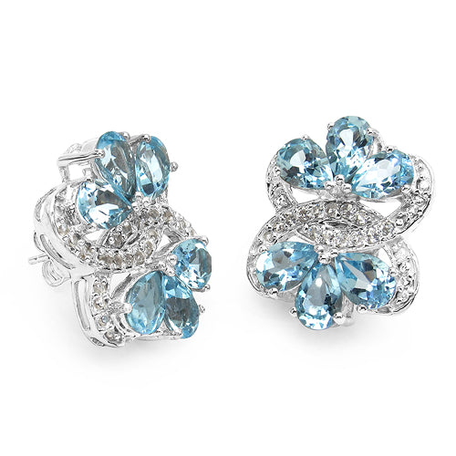 10.26 Carat Genuine Blue Topaz & White Topaz .925 Sterling Silver Earrings on sale at MyriadMart