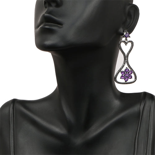 6.31 Carat Genuine Amethyst & Black Spinel .925 Sterling Silver Earrings on sale at MyriadMart