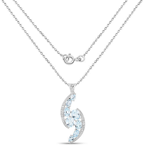 7.27 Carat Genuine Blue Topaz and White Topaz .925 Sterling Silver Pendant on sale at MyriadMart