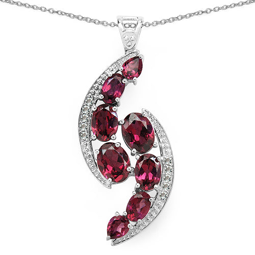 7.29 Carat Genuine Rhodolite & White Topaz .925 Sterling Silver Pendant on sale at MyriadMart
