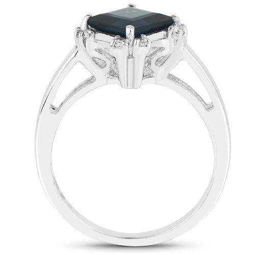 1.99 Carat Genuine London Blue Topaz & White Topaz .925 Sterling Silver Ring on sale at MyriadMart