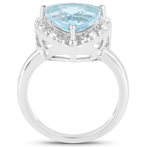 5.05 Carat Genuine Blue Topaz and White Topaz .925 Sterling Silver Ring on sale at MyriadMart