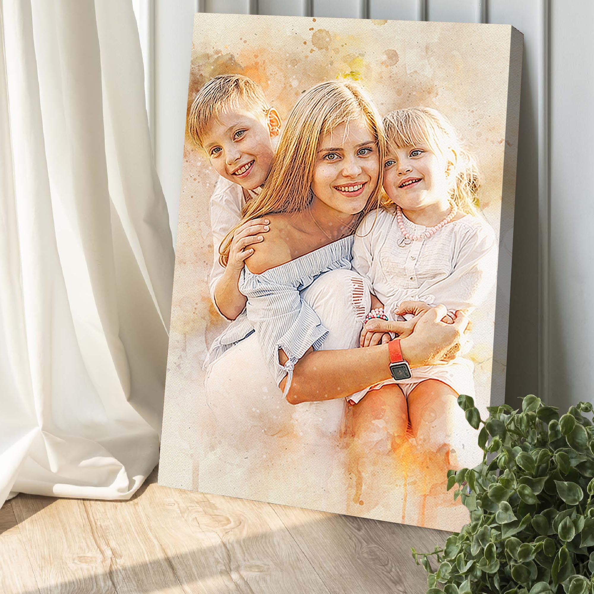 Family Watercolor Portrait Custom Wall Art on sale at MyriadMart