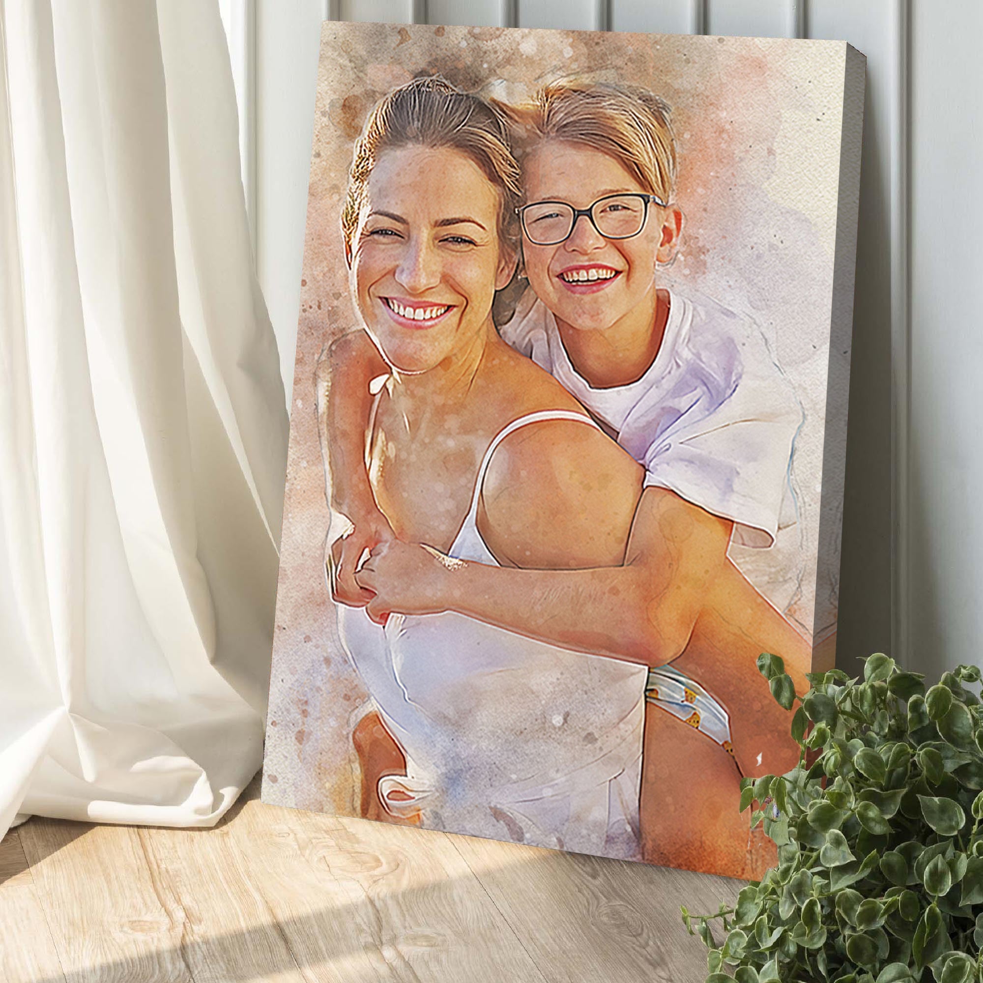 Gift For Mom Watercolor Portrait Custom Wall Art on sale at MyriadMart