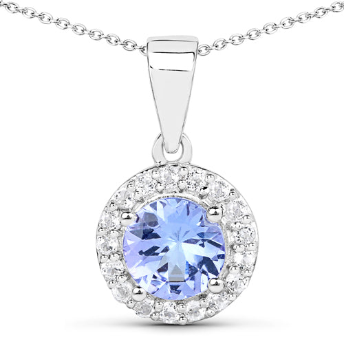 3.77 Carat Genuine Tanzanite and White Topaz .925 Sterling Silver 3 Piece Jewelry Set Ring, Earrings, and Pendant w/ Chain on sale at MyriadMart