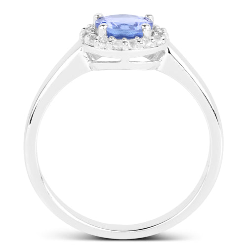 3.77 Carat Genuine Tanzanite and White Topaz .925 Sterling Silver 3 Piece Jewelry Set Ring, Earrings, and Pendant w/ Chain on sale at MyriadMart