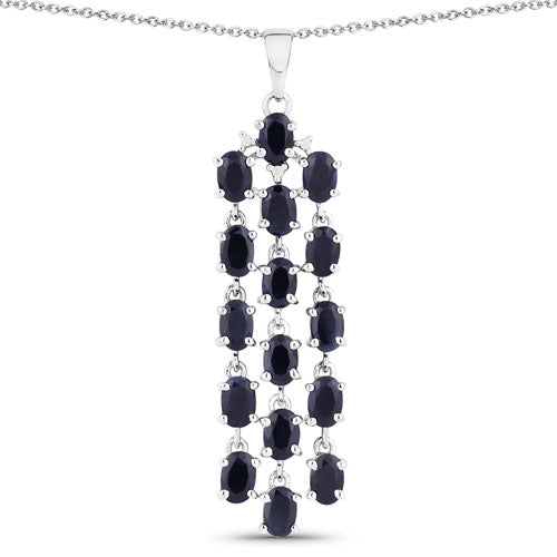 7.68 Carat Genuine Blue Sapphire .925 Sterling Silver Pendant on sale at MyriadMart