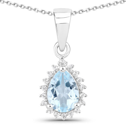 2.00 Carat Genuine Blue Topaz and White Topaz .925 Sterling Silver Jewelry Set on sale at MyriadMart