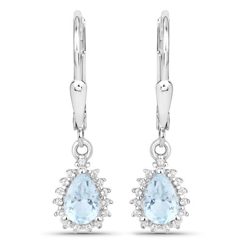 2.00 Carat Genuine Blue Topaz and White Topaz .925 Sterling Silver Jewelry Set on sale at MyriadMart