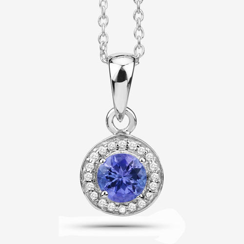 1.05 Carat Genuine Tanzanite and White Topaz .925 Sterling Silver Pendant on sale at MyriadMart