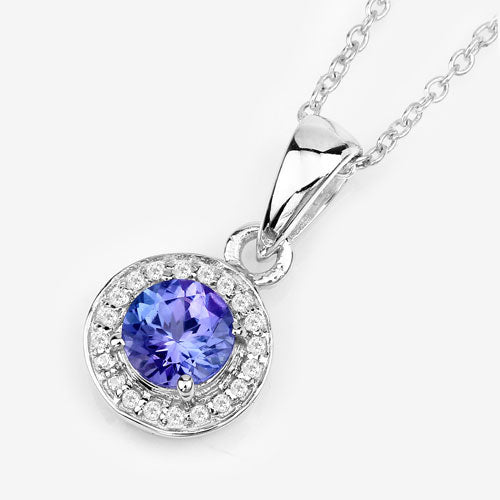 1.05 Carat Genuine Tanzanite and White Topaz .925 Sterling Silver Pendant on sale at MyriadMart