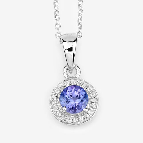 1.05 Carat Genuine Tanzanite and White Topaz .925 Sterling Silver Pendant on sale at MyriadMart