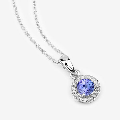 1.05 Carat Genuine Tanzanite and White Topaz .925 Sterling Silver Pendant on sale at MyriadMart