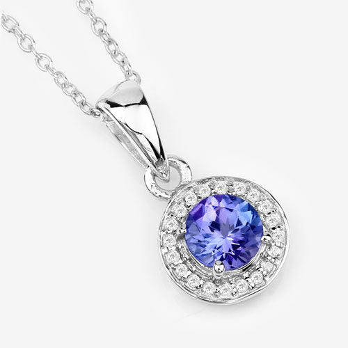 1.05 Carat Genuine Tanzanite and White Topaz .925 Sterling Silver Pendant on sale at MyriadMart
