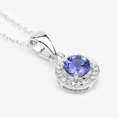 1.05 Carat Genuine Tanzanite and White Topaz .925 Sterling Silver Pendant on sale at MyriadMart